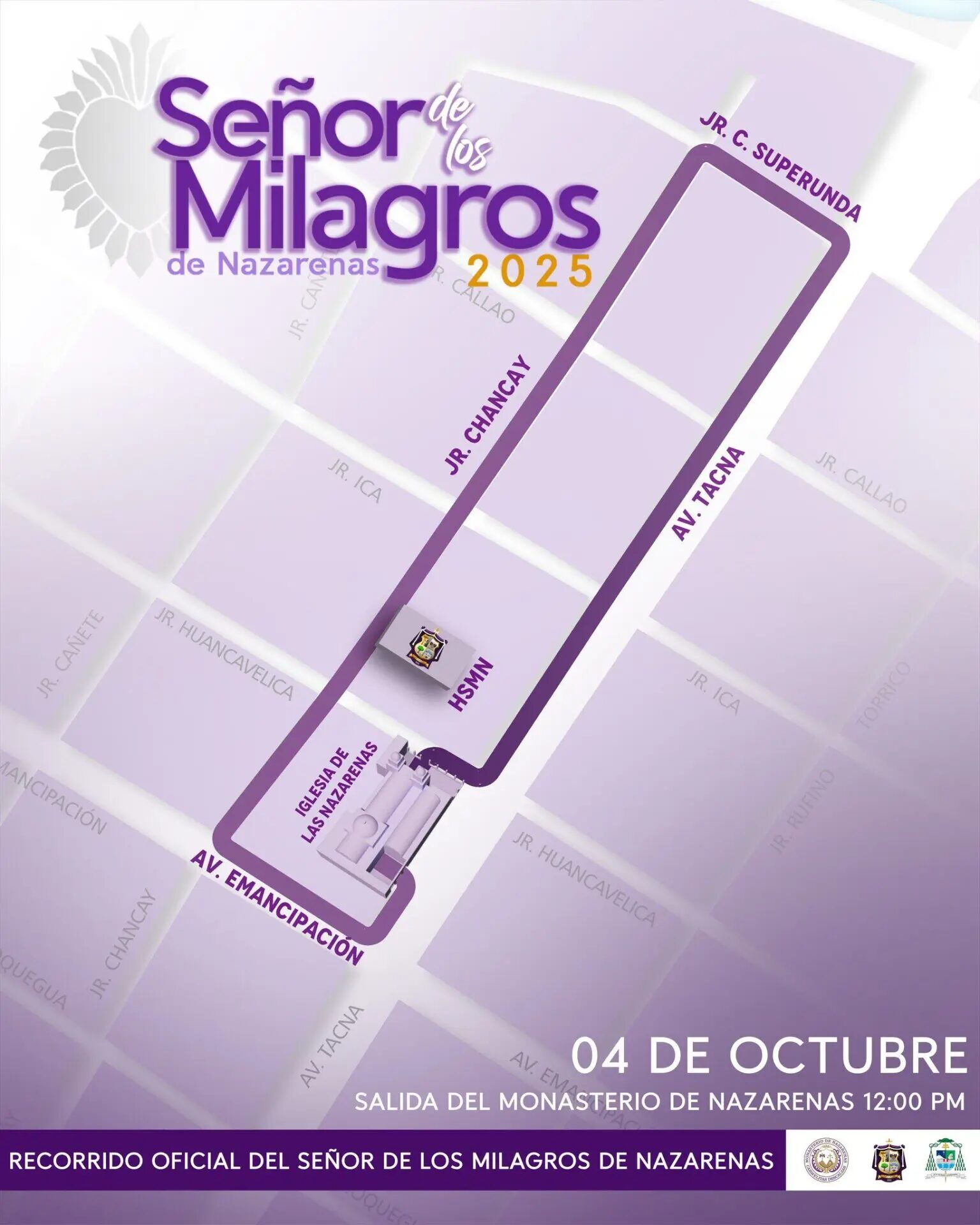 Recorrido del Señor de los Milagros, festividad 2025