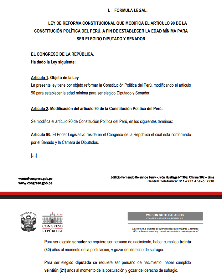 Proyecto de ley de Wilson Soto.