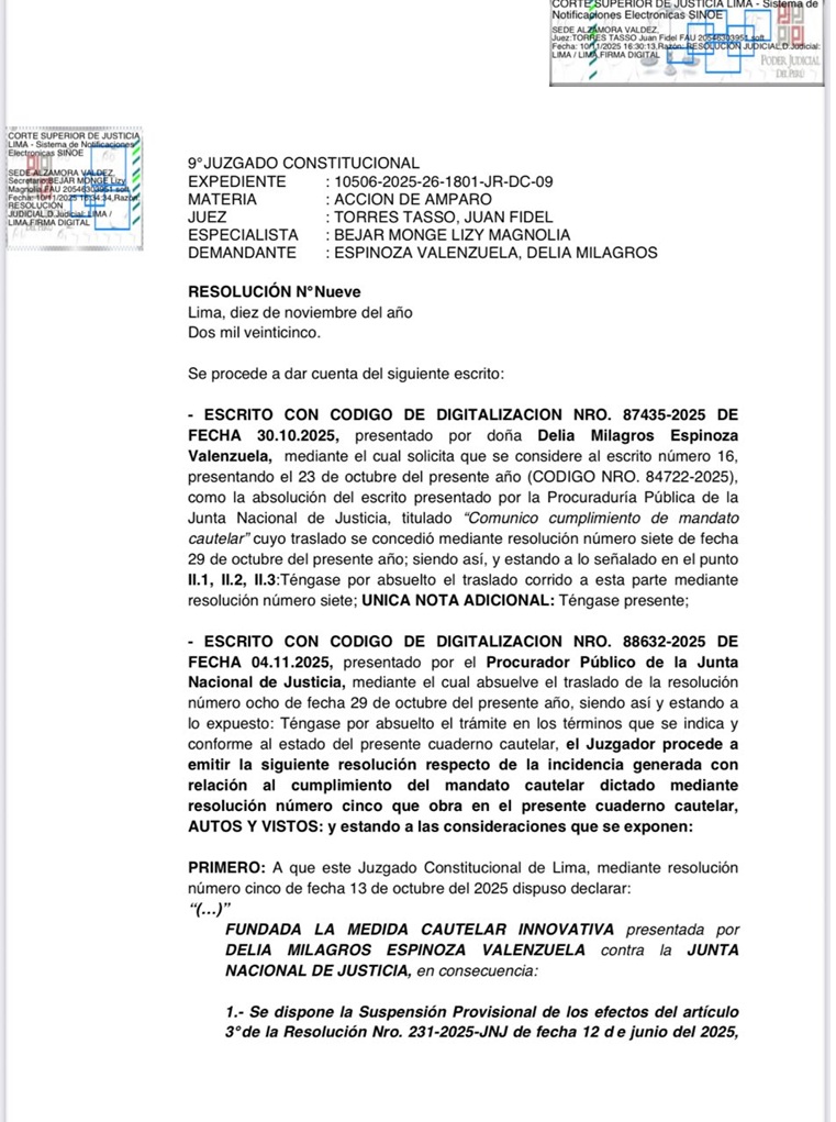 Resolución del juez Juan Fidel Torres Tasso.