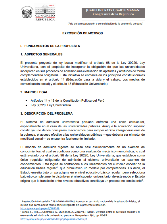 Exposición de motivos.