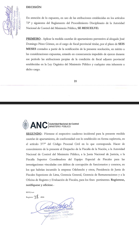 Autoridad Nacional de Control del Ministerio Público.